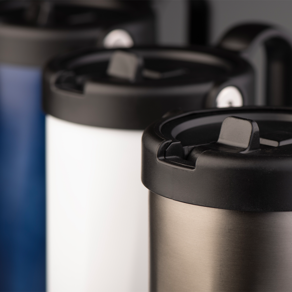 EXPLORER Powder Coating - Versatile 900ml Recycled Stainless Steel Mug with Straw