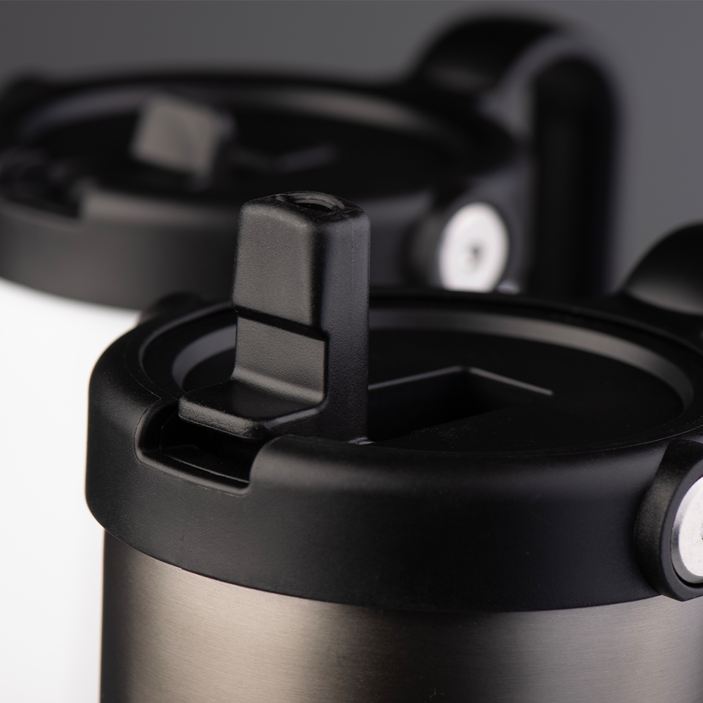 EXPLORER Powder Coating - Versatile 900ml Recycled Stainless Steel Mug with Straw