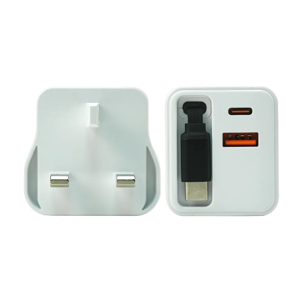 80W GaN Fast Charger Adaptor with Retractable Built-in Type-C Cable