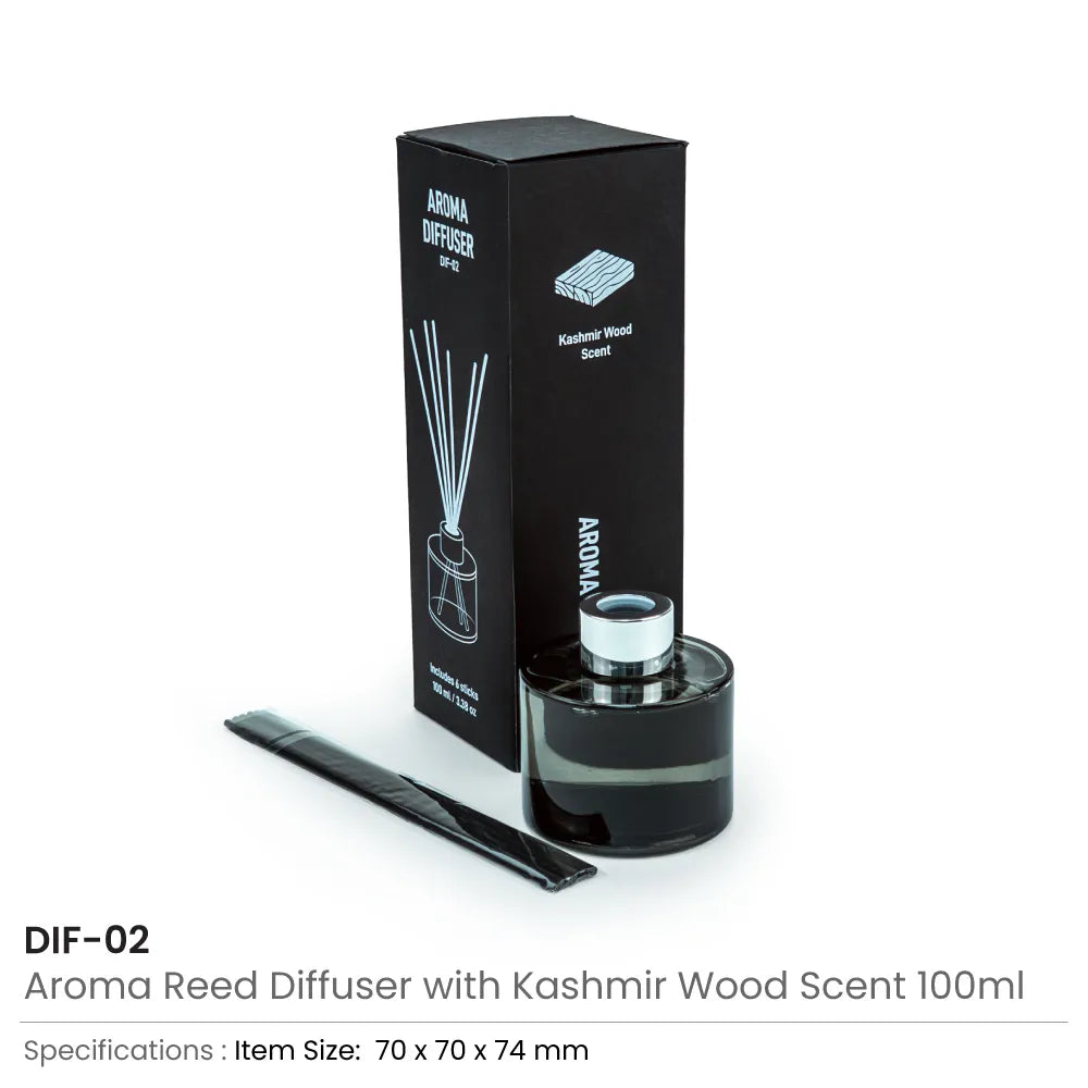 Aroma Reed Diffuser with Kashmir Wood Scent 100ml & 6 Pcs Sticks