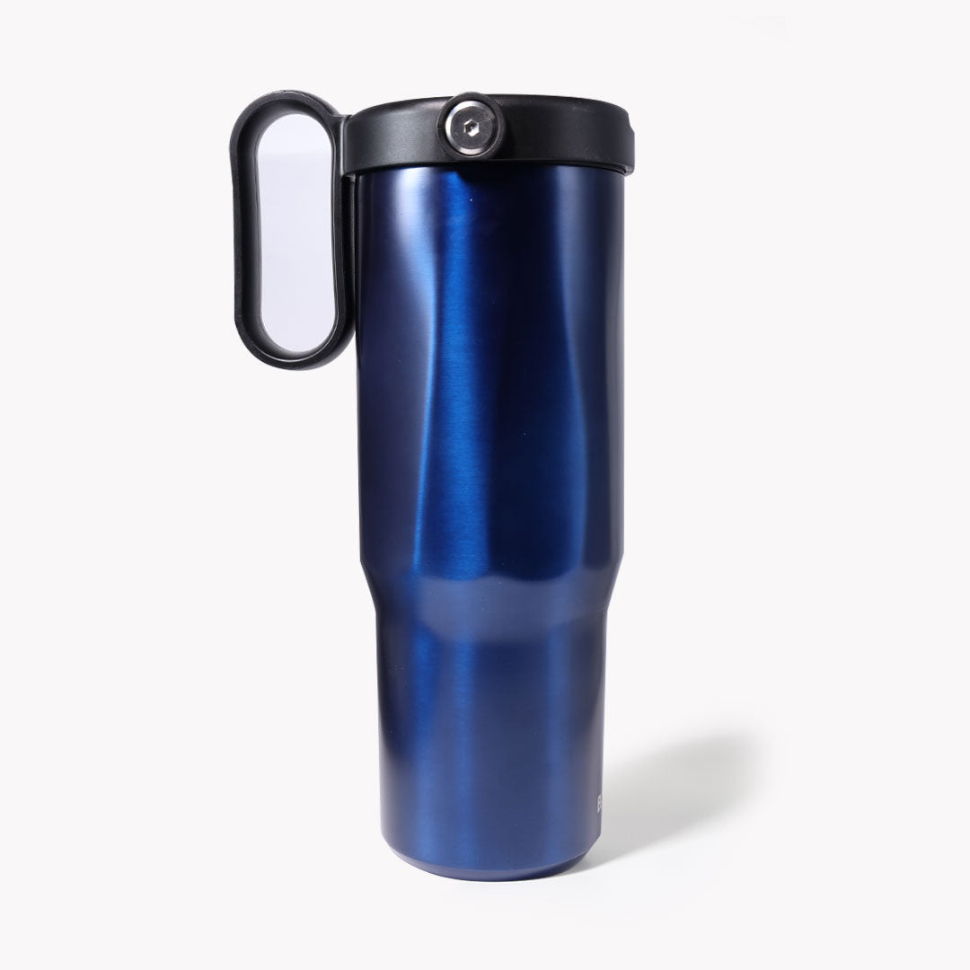 EXPLORER Powder Coating - Versatile 900ml Recycled Stainless Steel Mug with Straw