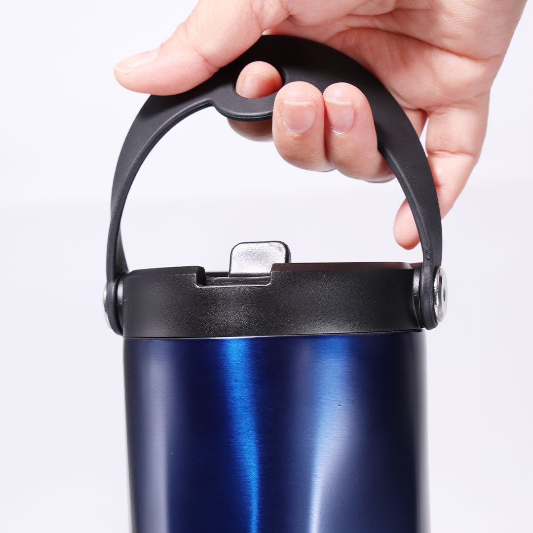 EXPLORER Powder Coating - Versatile 900ml Recycled Stainless Steel Mug with Straw