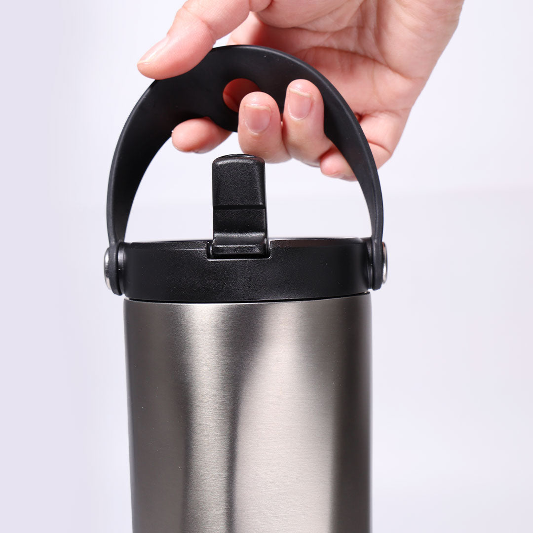 EXPLORER Powder Coating - Versatile 900ml Recycled Stainless Steel Mug with Straw