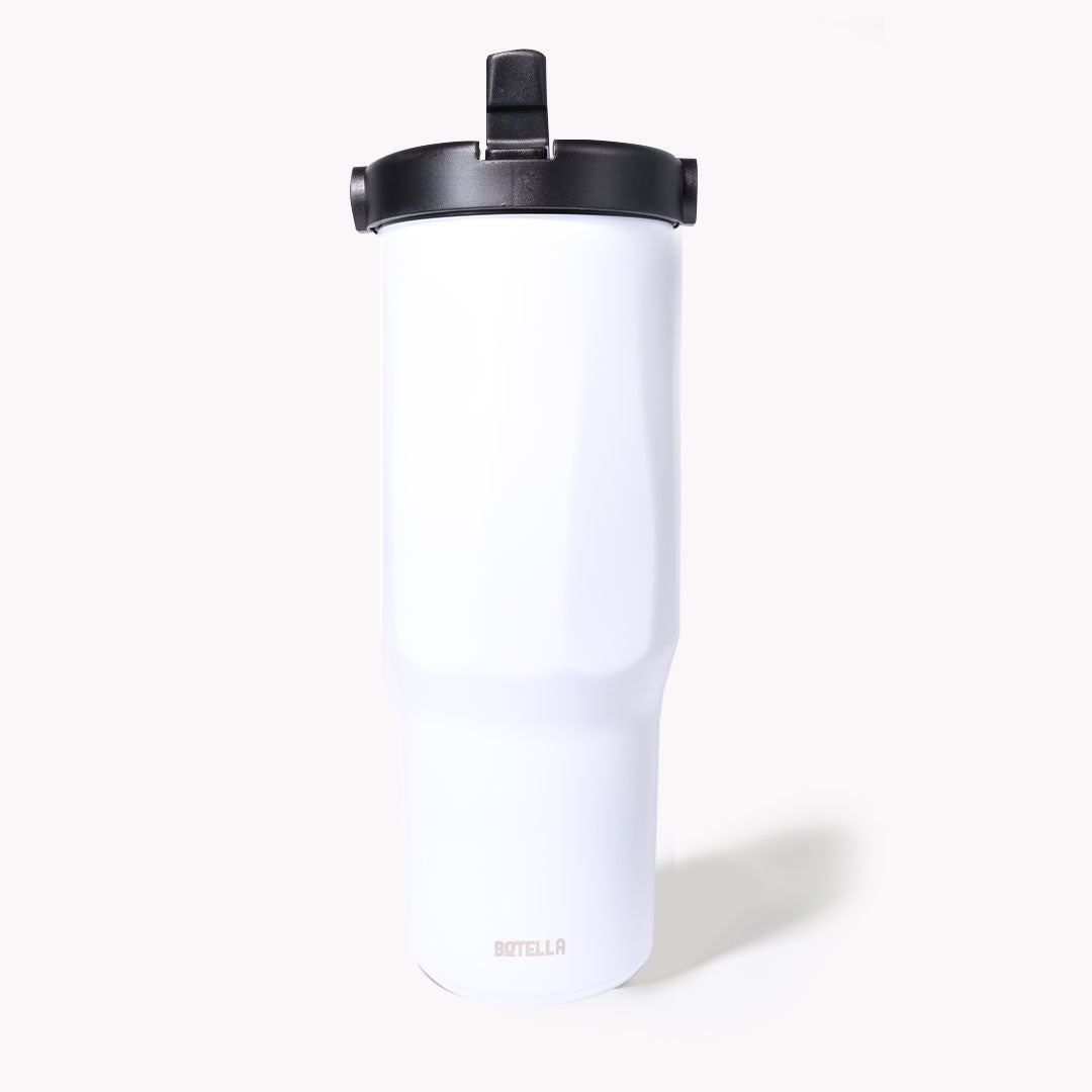 EXPLORER Powder Coating - Versatile 900ml Recycled Stainless Steel Mug with Straw