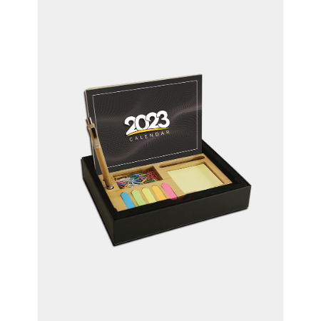BAM ORGANIZER - Eco-Friendly Bamboo Desktop Organizer with Calendar, Sticky Notes, and Mouse Pad