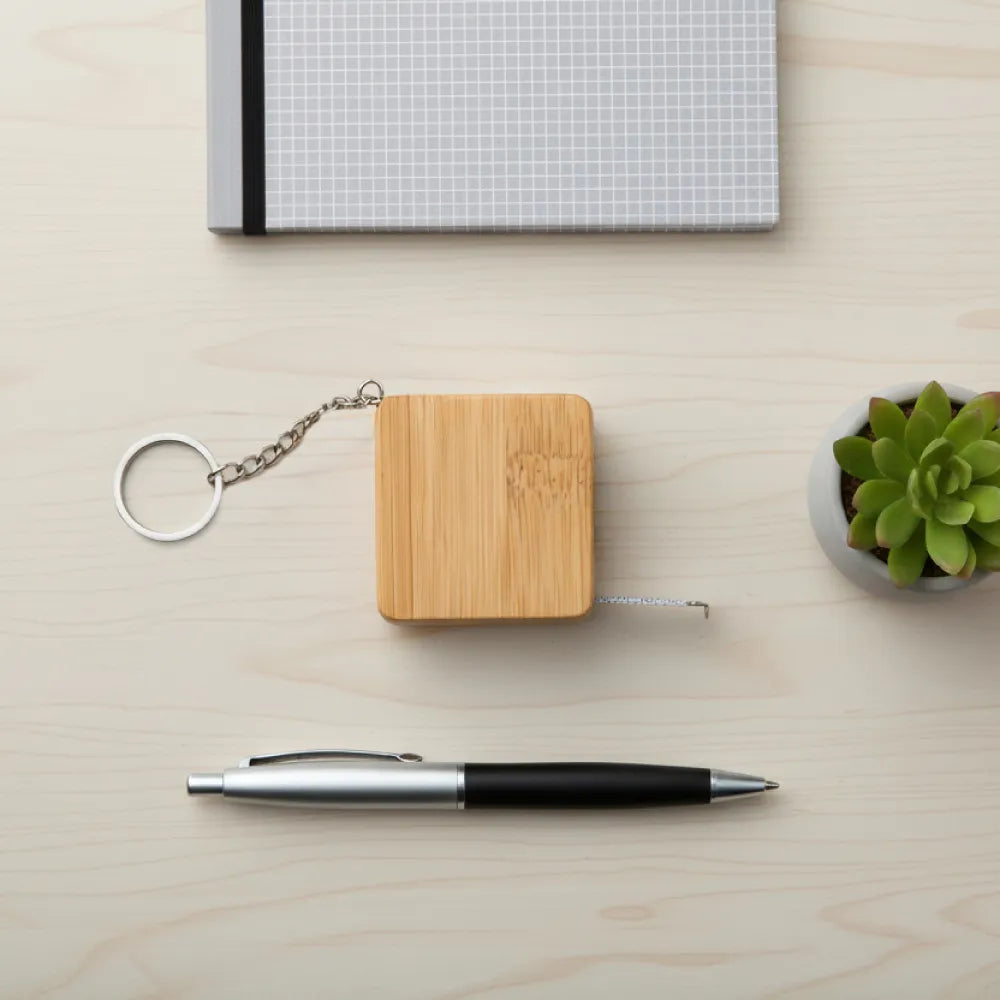 Bamboo Retractable Measuring Tape Keychains
