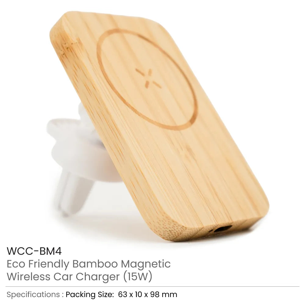Bamboo Wireless Car Charger 15W Fast Charging & Type C