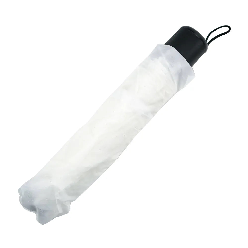 Bi-Fold Umbrella in White with Velcro Closure and Pouch