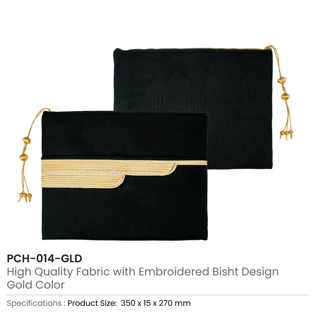 Laptop Sleeve Zipper Pouch with Tassel and Arabic Bisht Design Embroidery