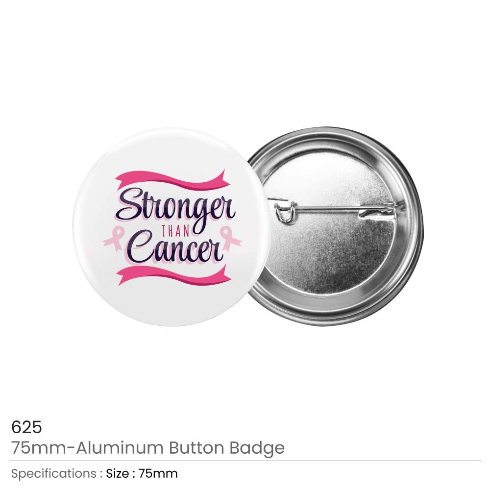 Breast Cancer Awareness Logo Button Badges in Aluminum
