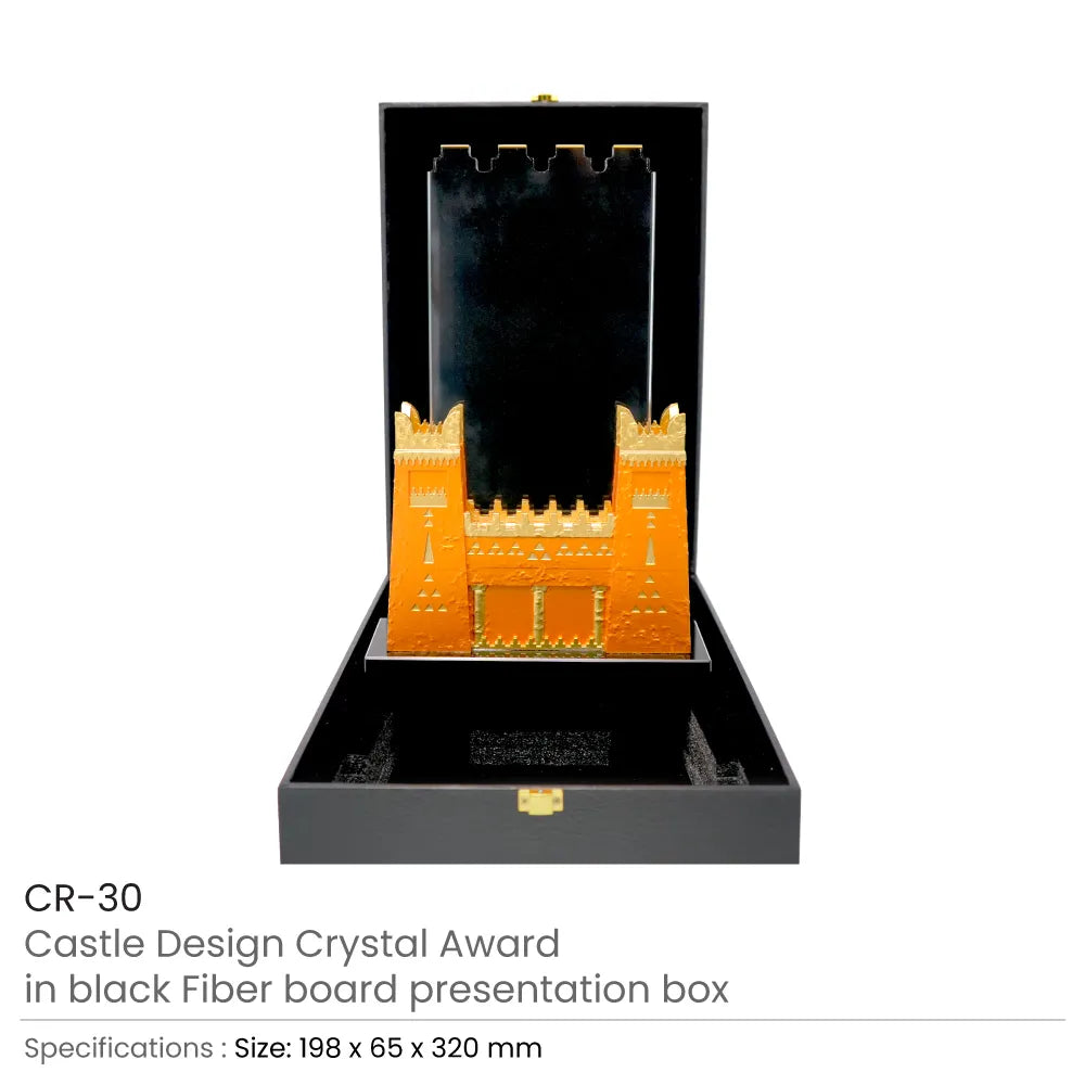Castle Design Crystal Award in Black Presentation Box