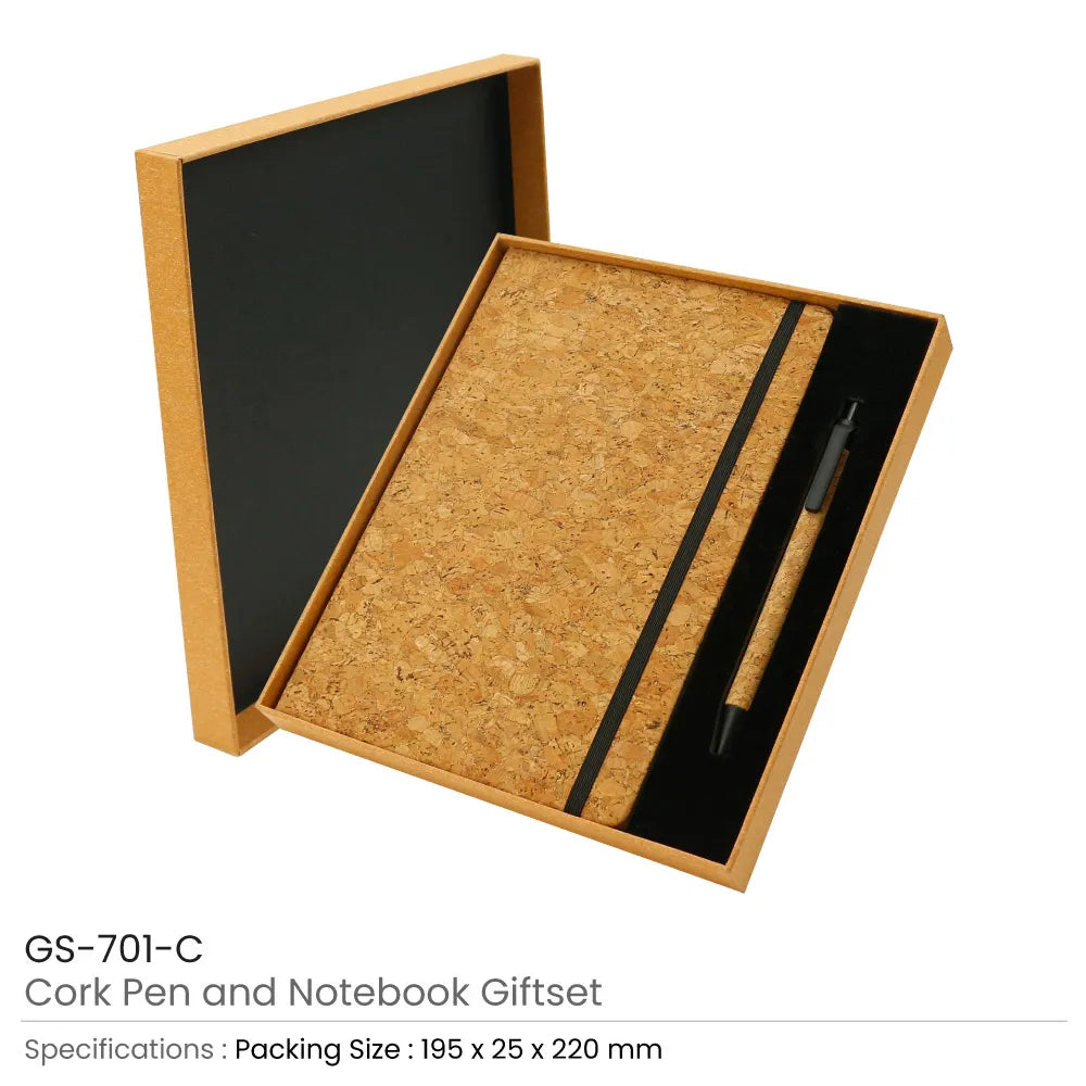 Cork Notebook and Ball Pen Gift Set