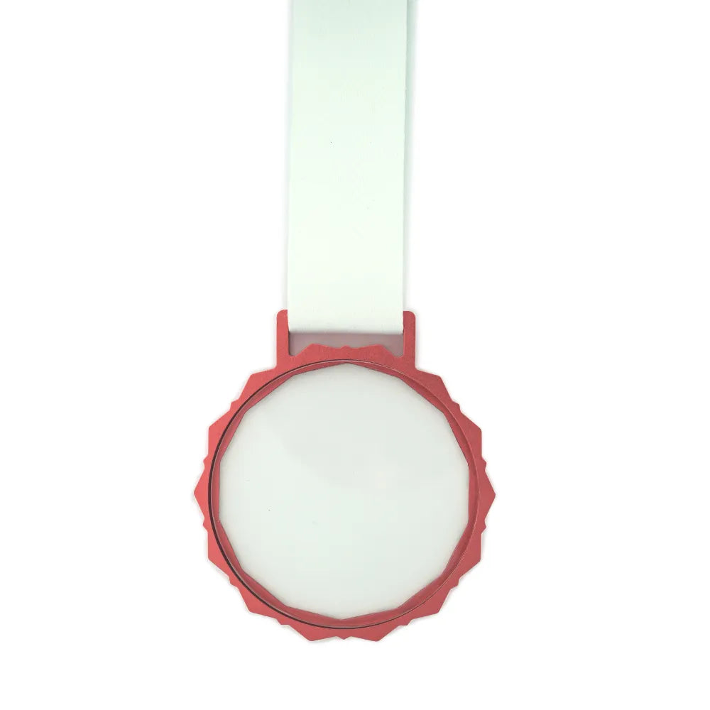 Glass Medals with Metal Frame and 3cm White Ribbon