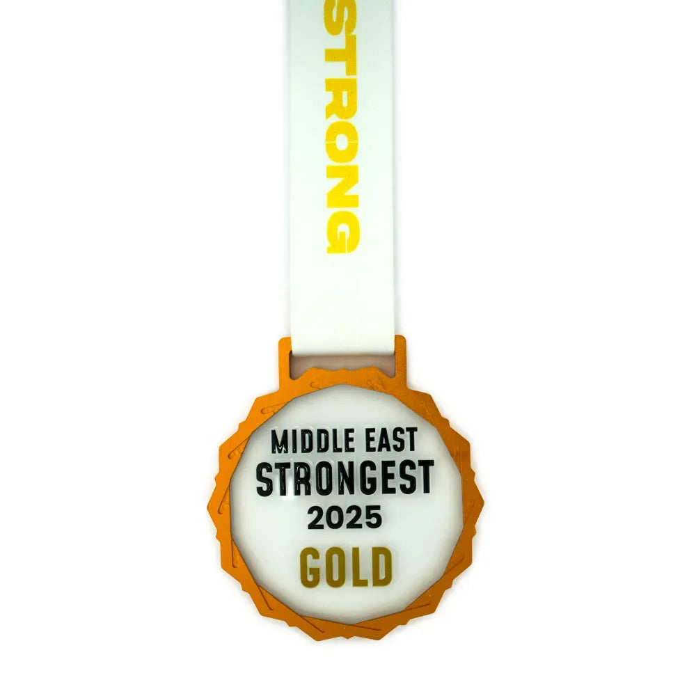 Glass Medals with Metal Frame and 3cm White Ribbon