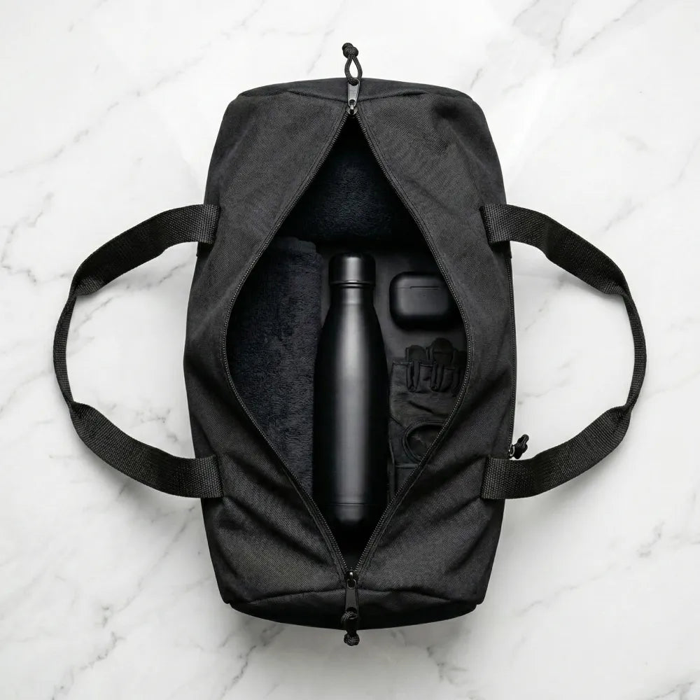 Duffle Gym Bags in Black with Zipper Closure