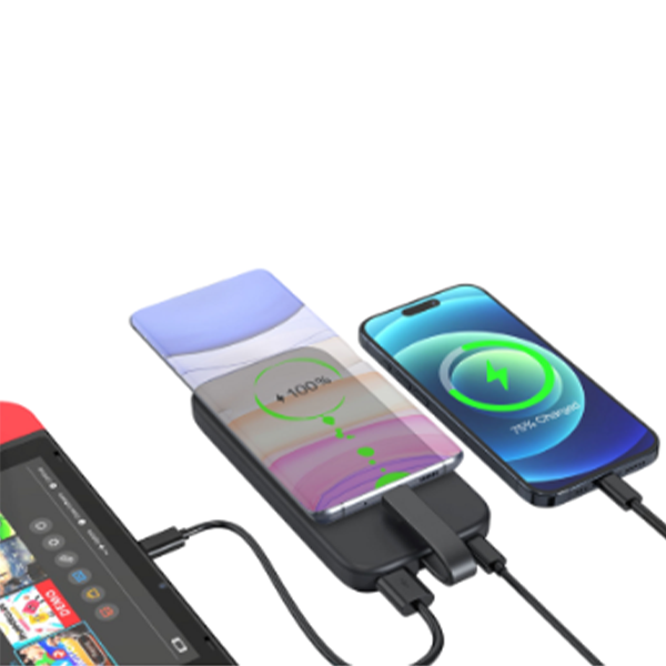 CABLE POWER Black: 10,000mAh Fast Charging PD Power Bank with Light-Up Logo & Cable