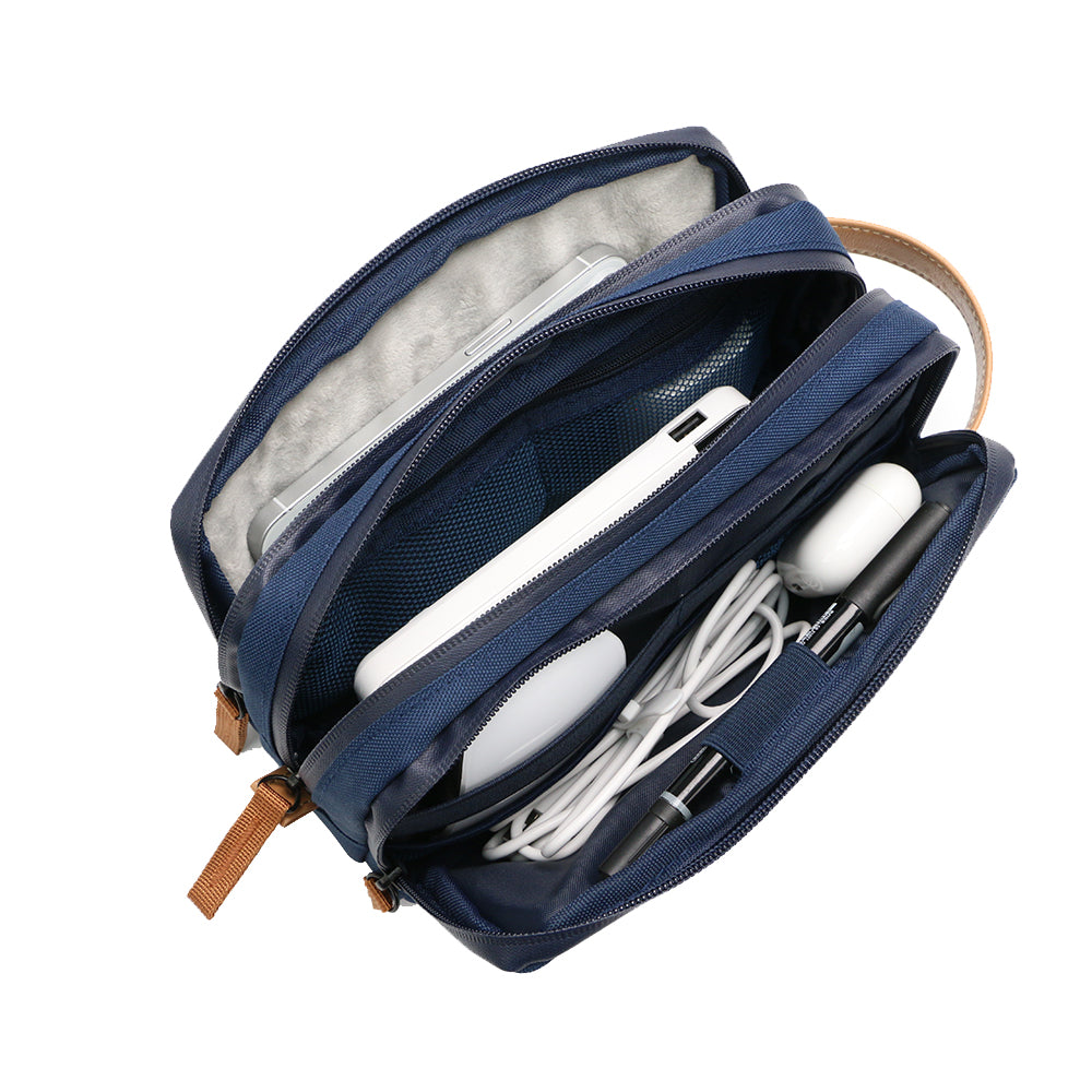 RPET HAMZA – Compact Water-Resistant Travel Pouch with Padded & Mesh Pockets for Organized Tech Accessories