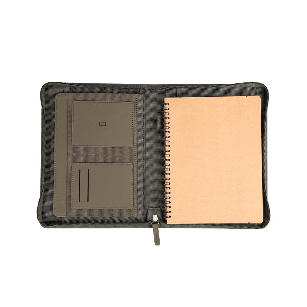 O-B5 Portfolio – Durable Premium Fabric Portfolio with Modern Metal Accent & 100-Sheet Craft Paper Notebook for Professionals