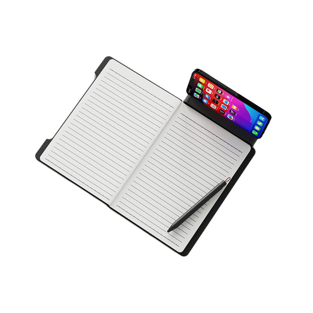 NOTECASE – A5 Recycled PU Notebook with 96 Sheets, Built-in Phone Stand & Ruler