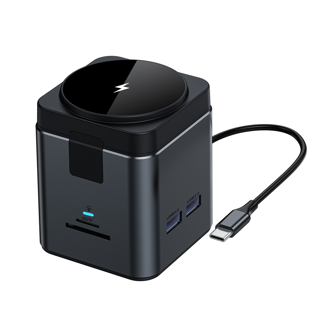 8n1 HUB – Gunmetal Multi-Port Charging Hub with Integrated MagSafe Wireless Charging & 100W Type-C Power