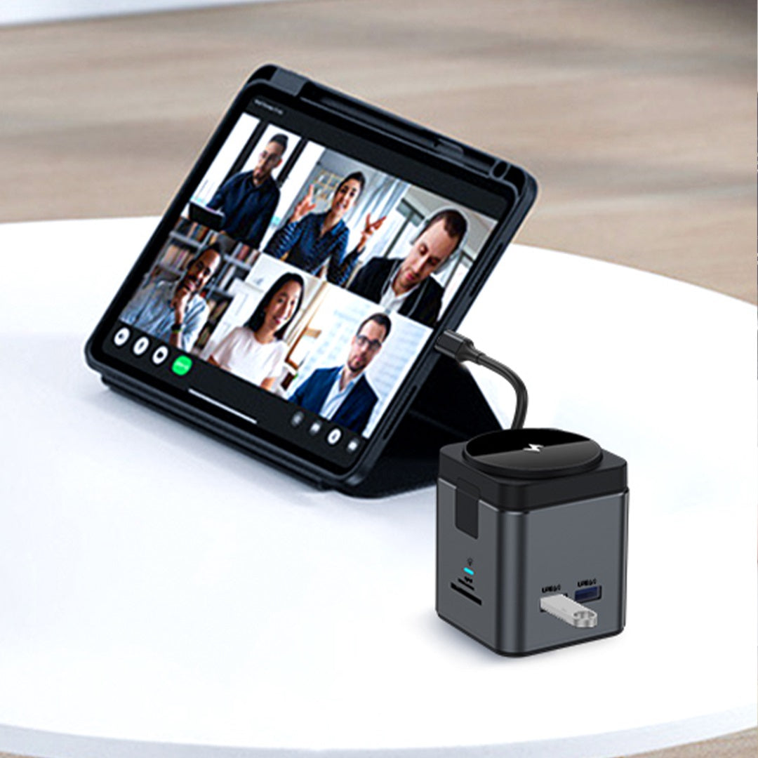 8n1 HUB – Gunmetal Multi-Port Charging Hub with Integrated MagSafe Wireless Charging & 100W Type-C Power