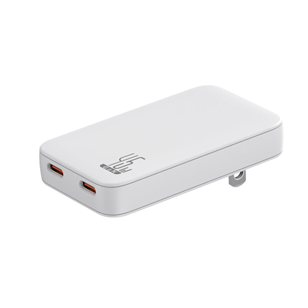 SLIM TRAVI SET – Ultra-Compact Dual USB-C Fast Charger with 45W Power & PPS Support in Travel Pouch