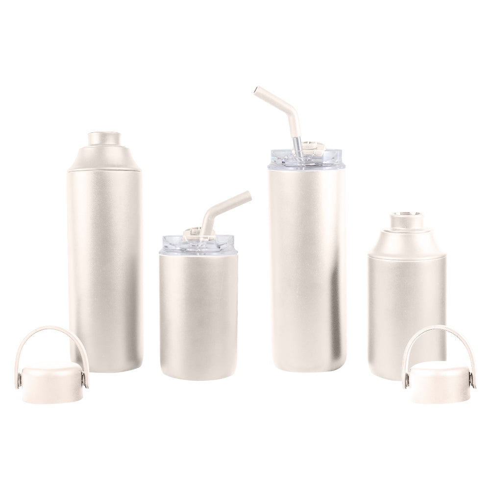 FLASKEE SET – Premium Powder-Coated Double-Wall Stainless Steel Cups (600ml & 300ml) with Interchangeable Lids & Adjustable Straw