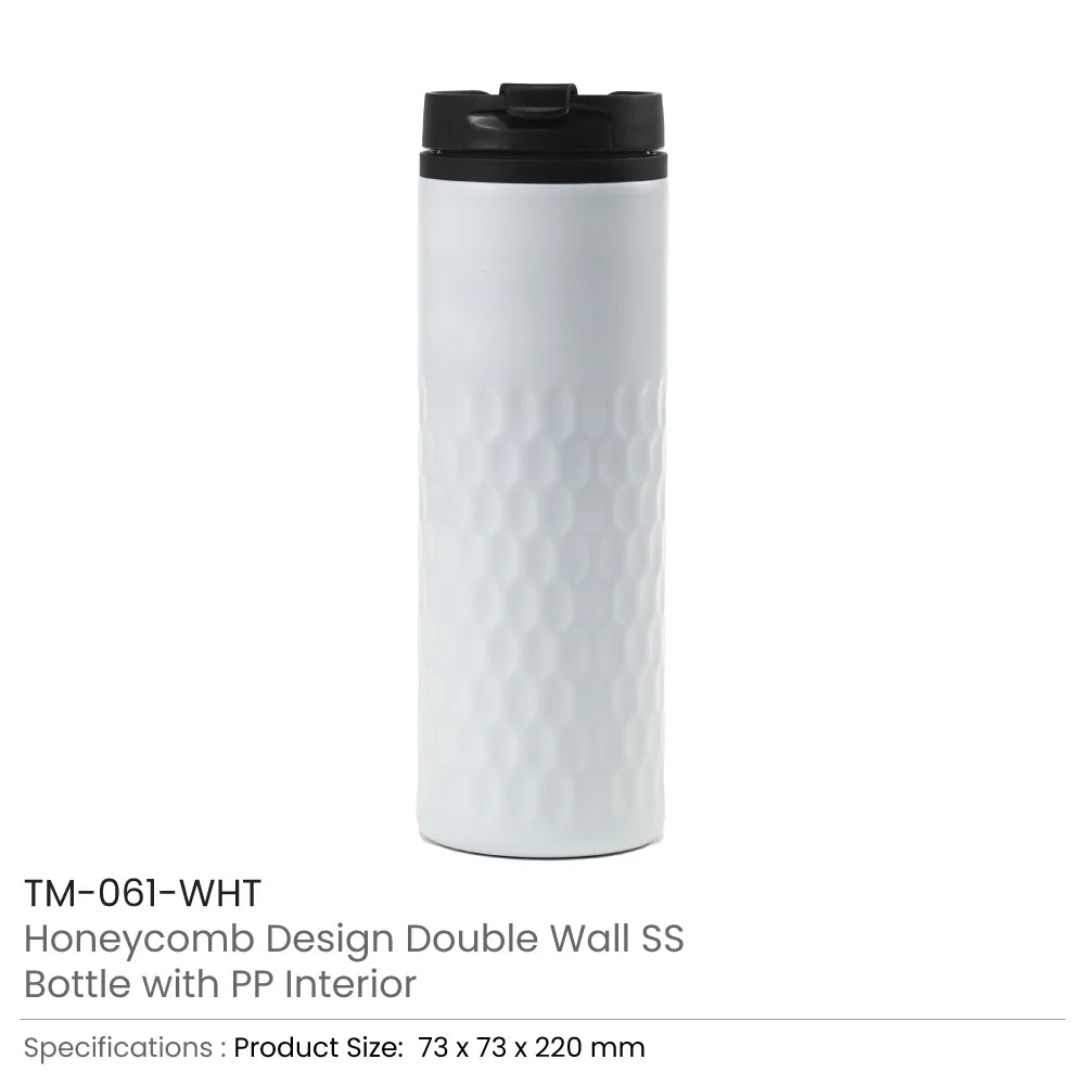 Honeycomb Design SS Bottles, Double Wall with PP Interior 420ml