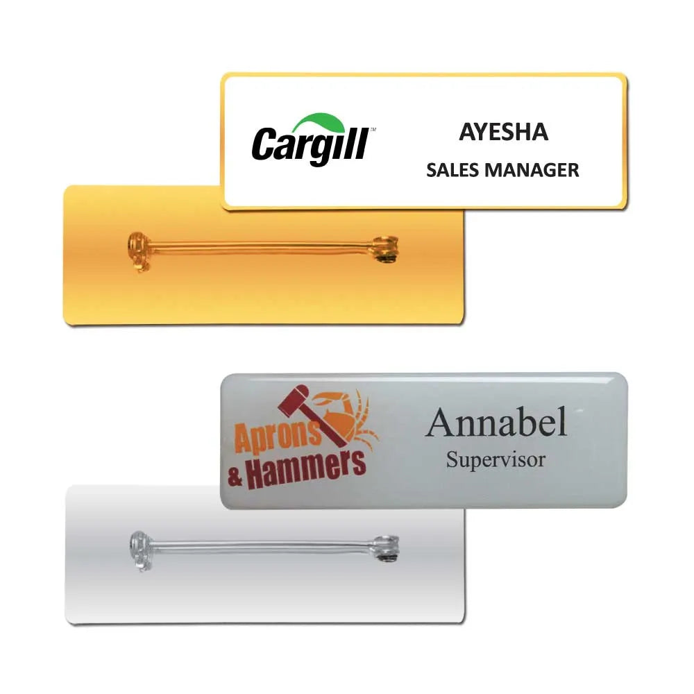 Shiny Gold and Silver Plated Metal Name Badges