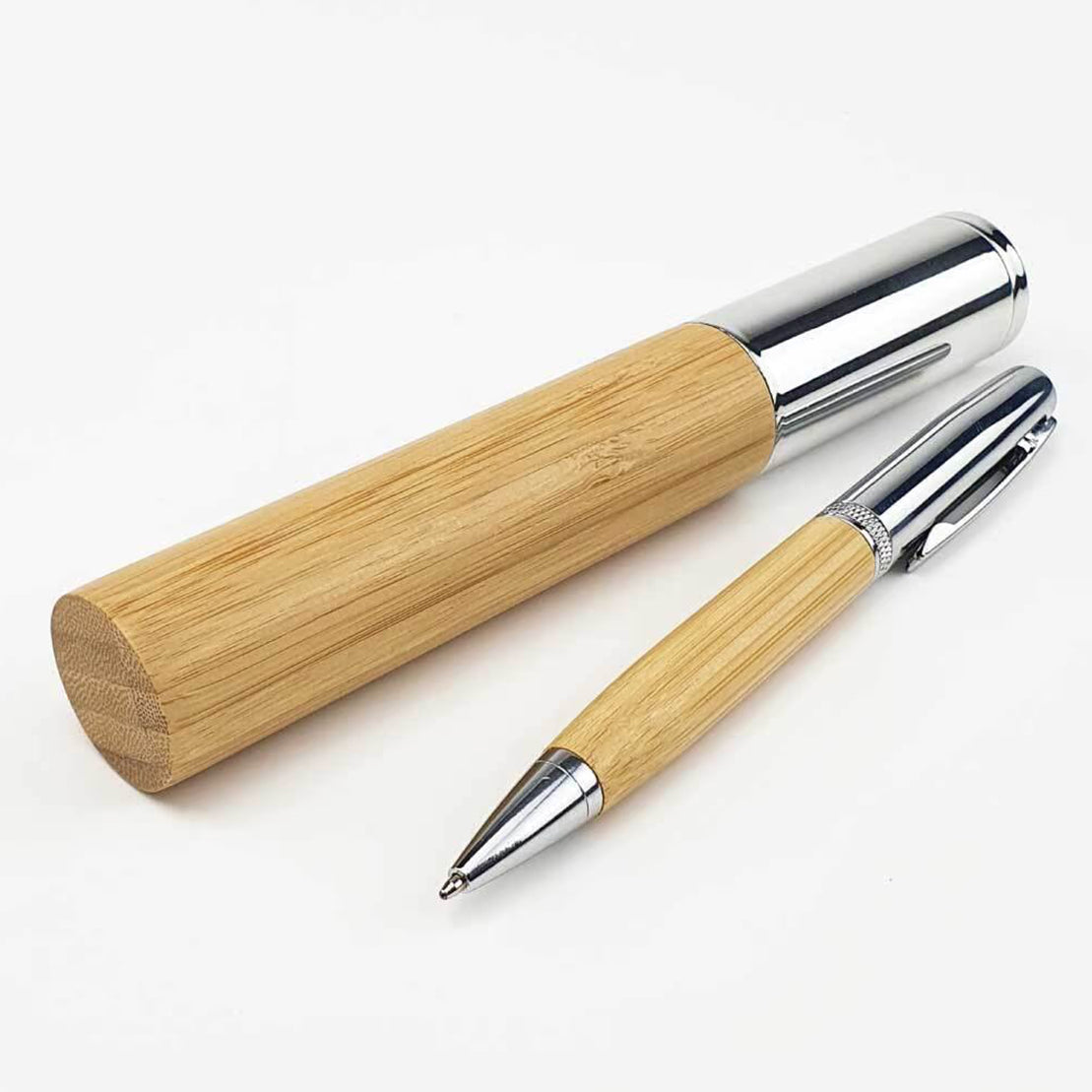 Bamboo and Metal Pens with cover