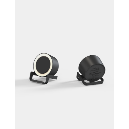 NIGHT LIGHT SPEAKER - Black Bluetooth Speaker with Wireless Charging and LED Display
