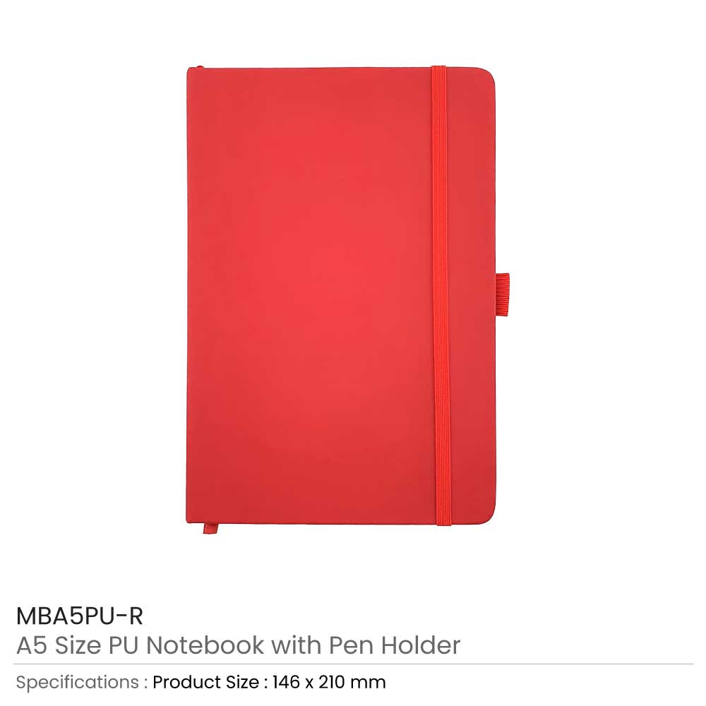 A5 PU Notebooks with Pen Holder