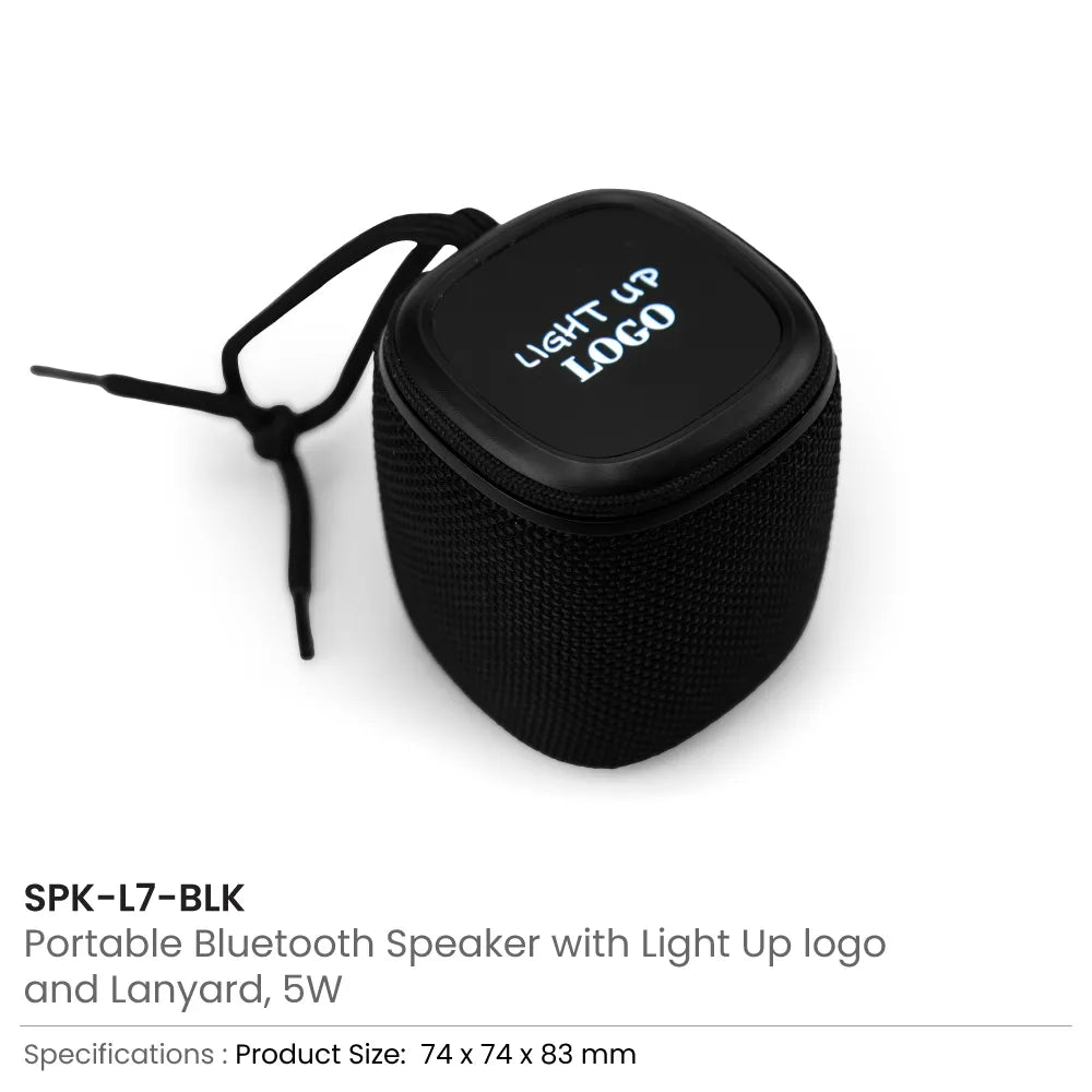 Portable Bluetooth Speaker with Light Up Logo and Lanyard