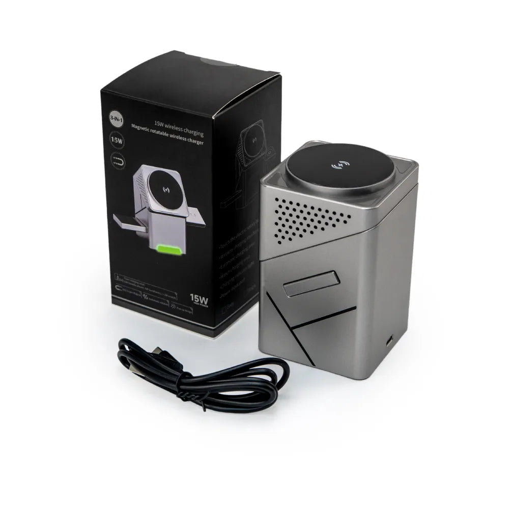 3-in-1 Rotating Wireless Charging Station 15W Fast Charging