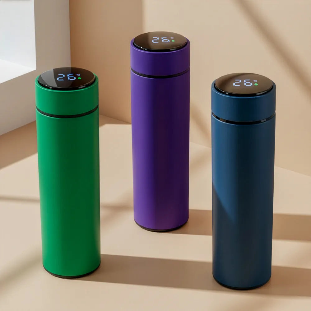 Smart Temperature LED Display Bottles in Soft Touch Finish - 500ml