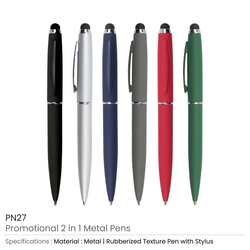 Stylus Metal Pens Rubberized & Twist-action