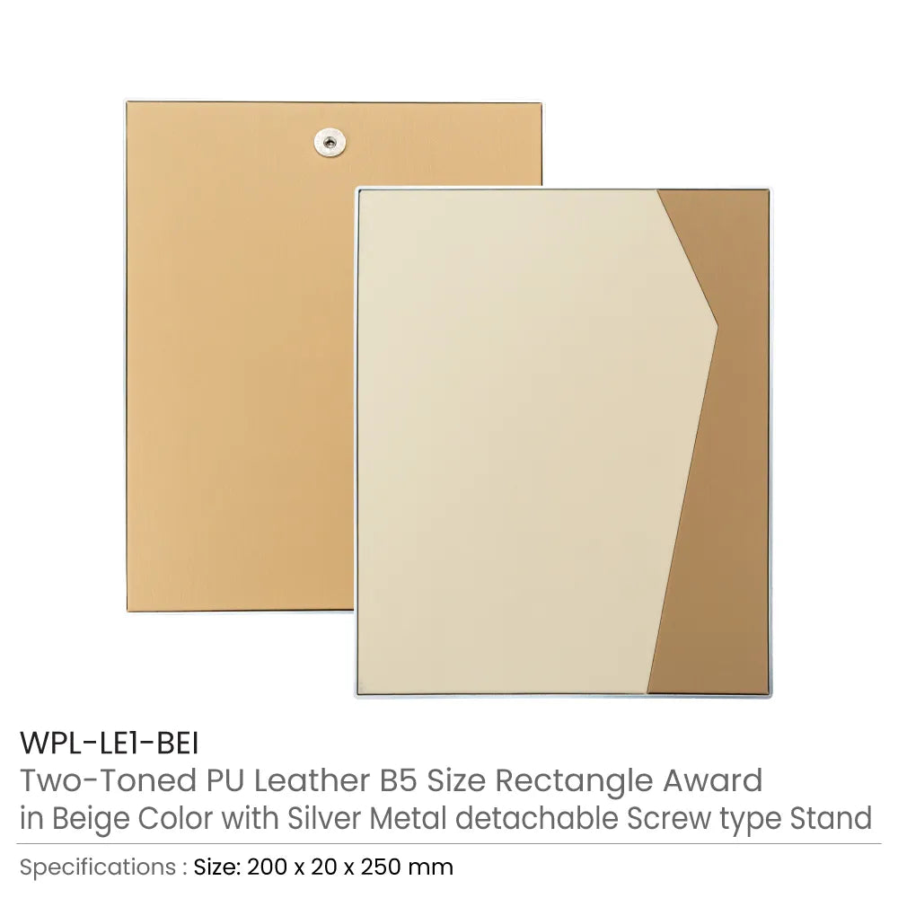Two-Toned PU Leather Awards with Aluminum Frame & Stand – B5 Size in Luxury Box