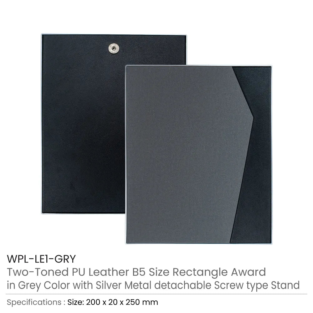 Two-Toned PU Leather Awards with Aluminum Frame & Stand – B5 Size in Luxury Box
