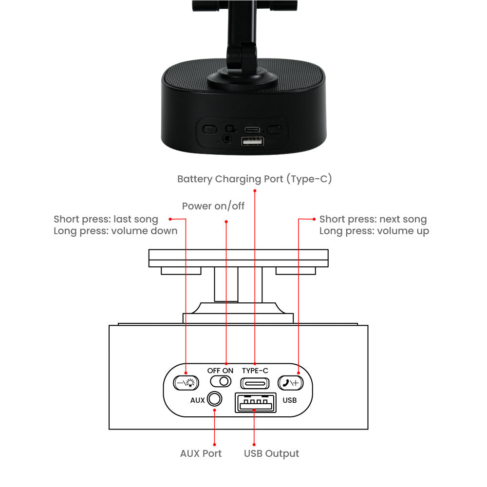 Wireless Fast Charger 15W with BT Speaker and RGB LED Logo