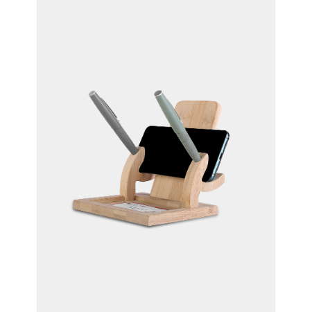 WIRELESS LOUNGE - Bamboo Desktop Organizer with Wireless Charger
