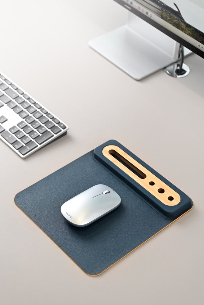 SOFTI MOUSEPAD - Eco-Friendly Foldable Mousepad with Bamboo Organizer for Phones and Pens