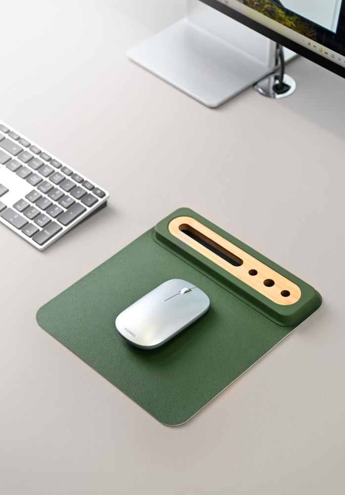 SOFTI MOUSEPAD - Eco-Friendly Foldable Mousepad with Bamboo Organizer for Phones and Pens