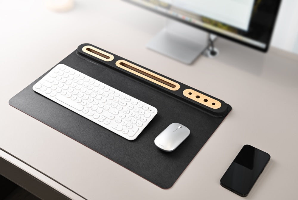 SOFTIDESK ORGANIZER - Eco-Friendly Desk Mat with Bamboo Holders for Ultimate Organization