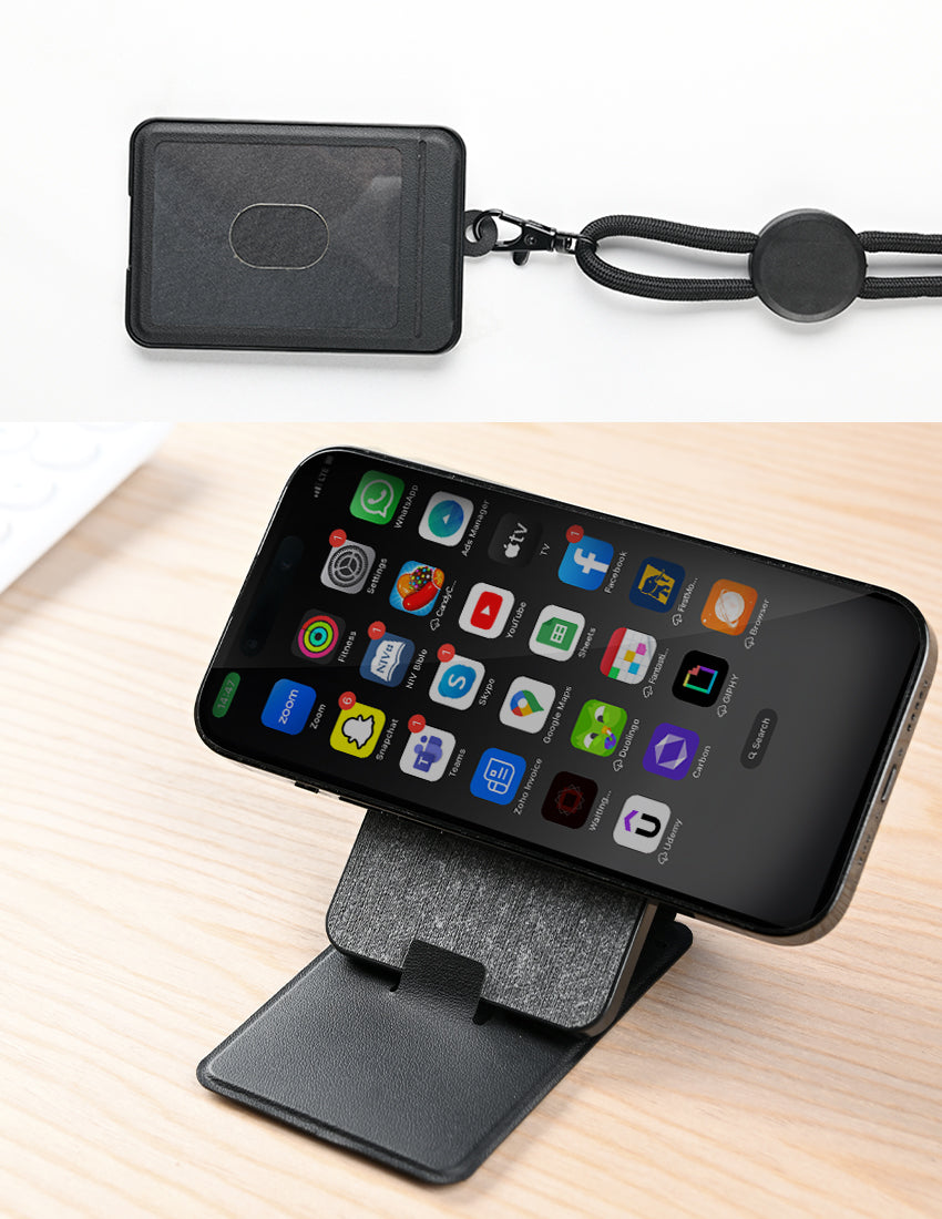 SMART ID Dark Grey - Versatile ID Holder with Built-in Tracker and Phone Stand