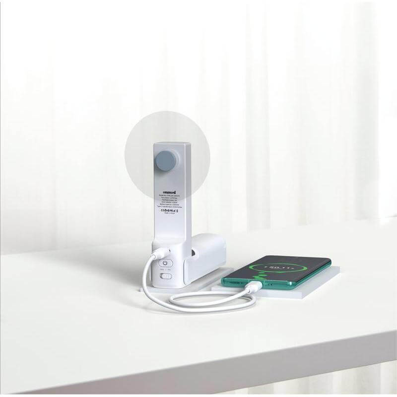 Mmemorii 4-in-1 Fan Powerbank, Safety Alarm & Torch - White