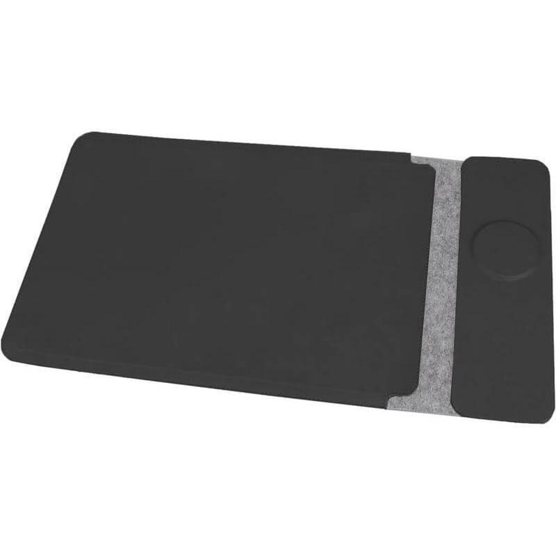 14" Felt Laptop Sleeve With 15W Magnetic Charger - Black