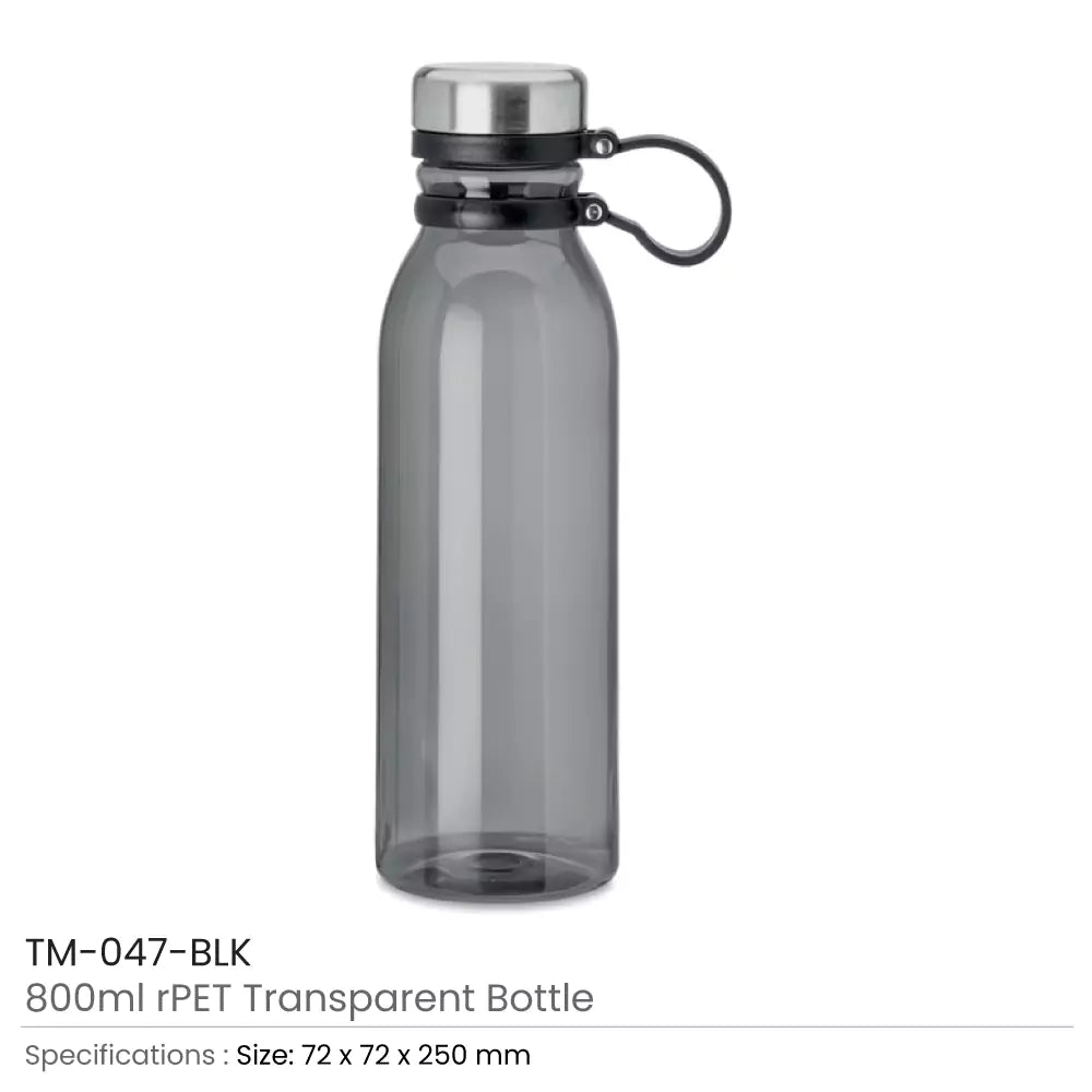 rPET Transparent Bottles 800ml SS Lid with Carry Handle