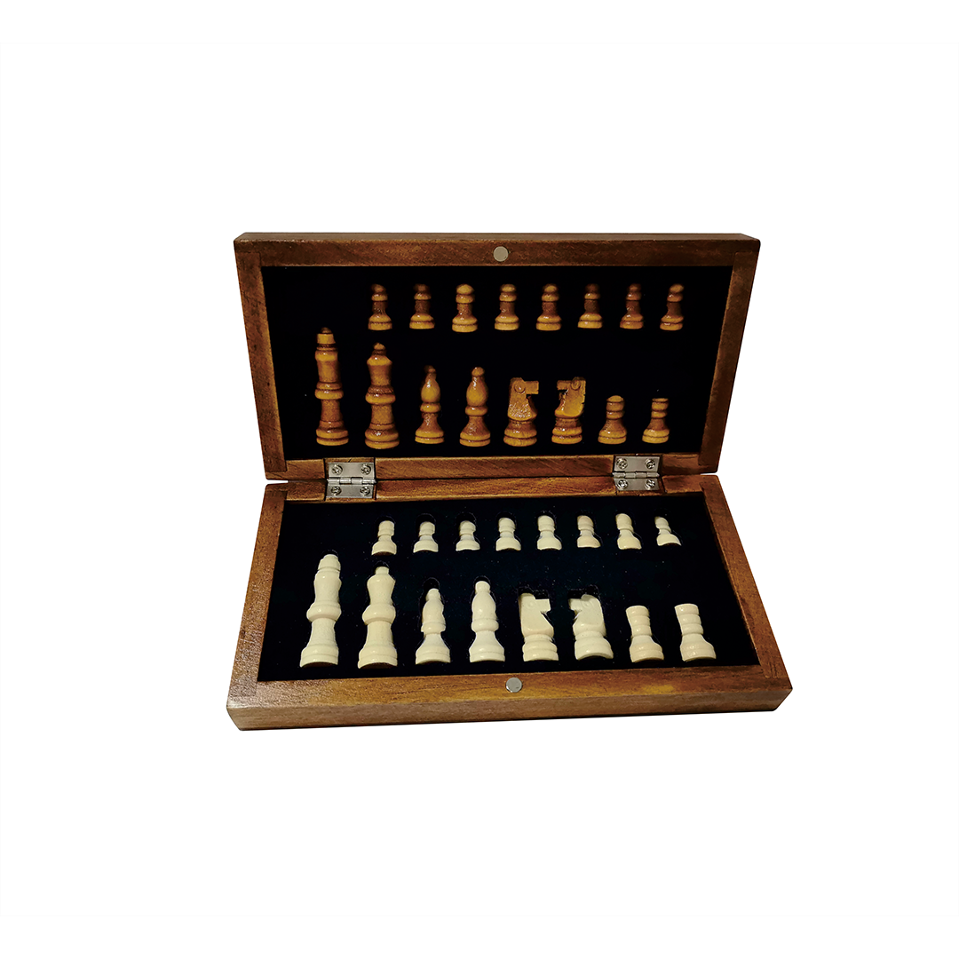 CHESS BOARD – Compact Wooden Chess Set for Travel, Home Use with Educational Focus on Strategy & Concentration