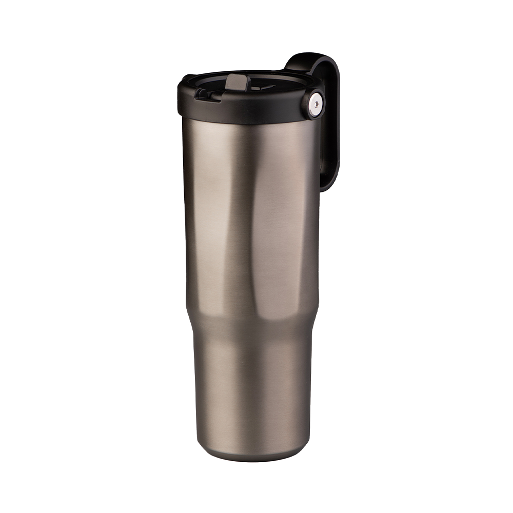 EXPLORER Powder Coating - Versatile 900ml Recycled Stainless Steel Mug with Straw