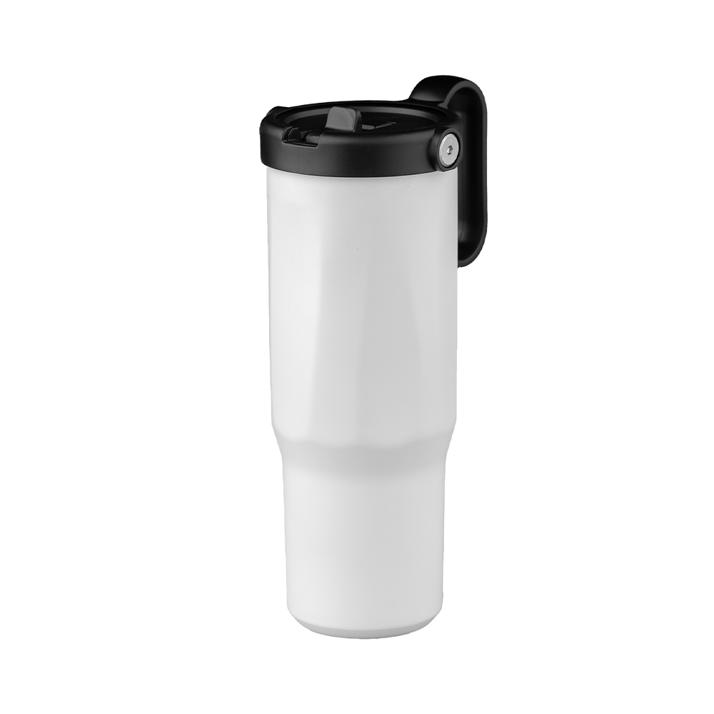 EXPLORER Powder Coating - Versatile 900ml Recycled Stainless Steel Mug with Straw